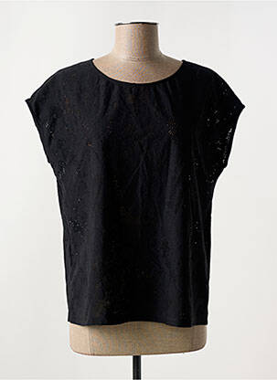T-shirt coupe droite manches courtes noir SEE U SOON femme