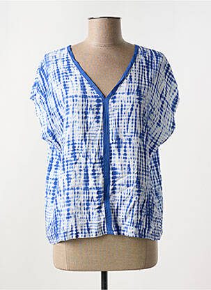 Top imprimé fantaisie manches courtes bleu LA FEE MARABOUTEE femme