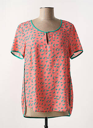 Top imprimé fantaisie manches courtes orange SEE U SOON femme