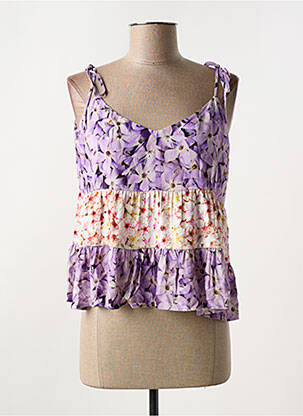 Top imprimé fantaisie sans manche violet DESIGUAL femme