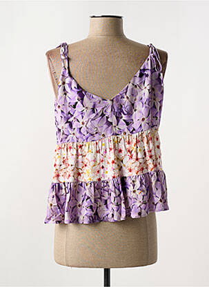 Top imprimé fantaisie sans manche violet DESIGUAL femme