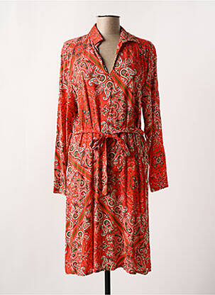 Robe mi-longue imprimé fantaisie manches longues rouge LA FEE MARABOUTEE femme