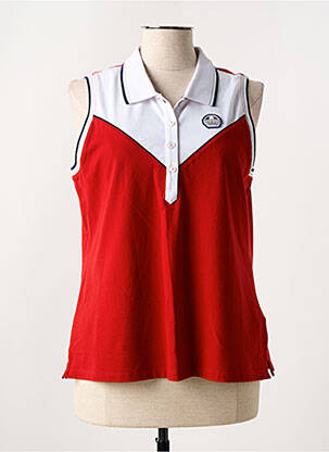 Polo stretch sans manche rouge DELAHAYE femme