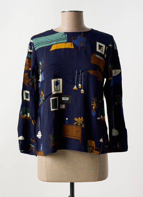 Top imprimé fantaisie manches 3/4 bleu NICE THINGS femme
