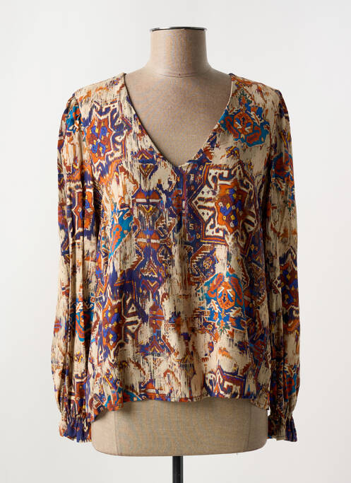 Blouse imprimé fantaisie manches longues beige LA FEE MARABOUTEE femme