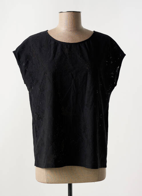 T-shirt coupe droite manches courtes noir SEE U SOON femme