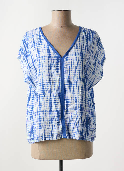 Top imprimé fantaisie manches courtes bleu LA FEE MARABOUTEE femme