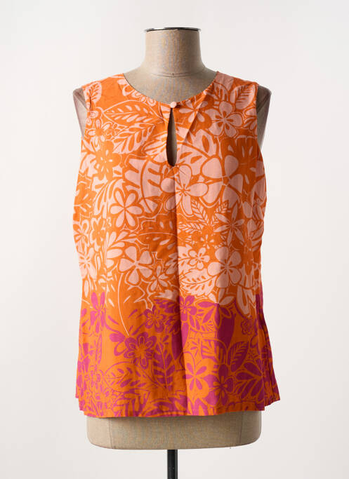 Top imprimé fantaisie sans manche orange LA FEE MARABOUTEE femme