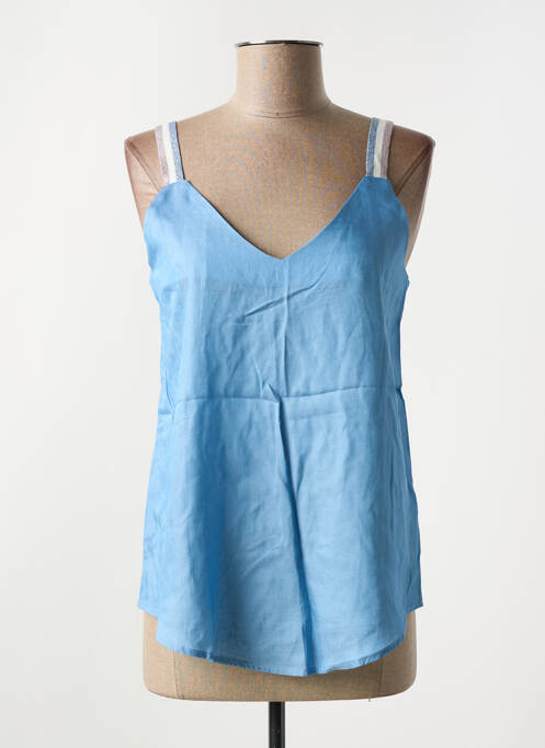 Top col v sans manche bleu IT HIPPIE femme