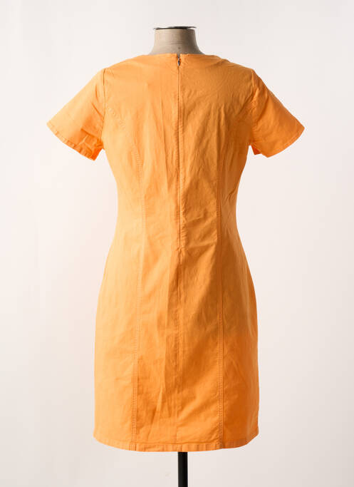 Robe mi-longue fermeture zippée au dos manches courtes orange FRANCE RIVOIRE femme