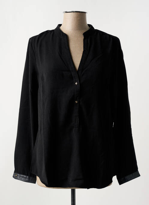 Chemisier coupe droite manches longues noir CHARLISE femme