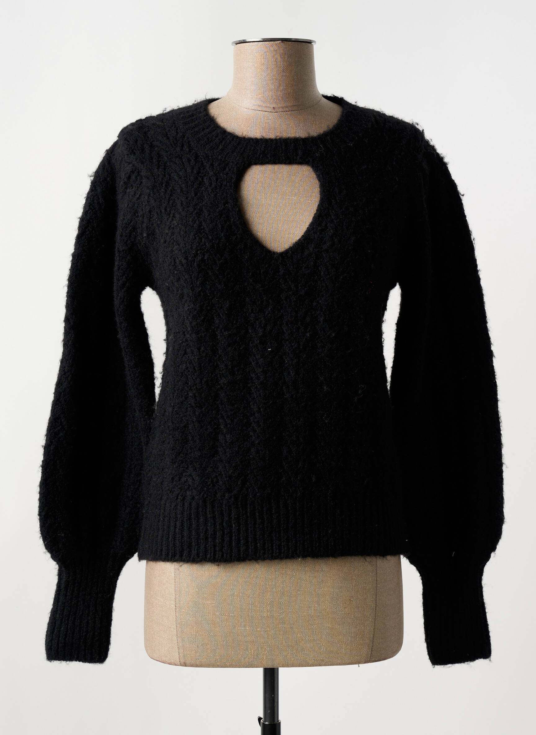 Pull Noir Pailleté Molly Bracken, Manches Tulle, Taille Unique 38/40 - Maille Acrylique