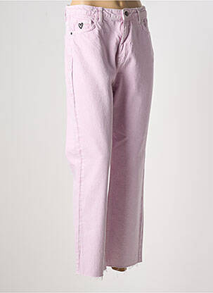 Pantalon droit fermeture zippée sous rabat boutonné violet DESIGUAL femme