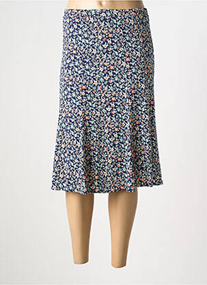 Jupe mi-longue taille élastique bleu GEVANA femme