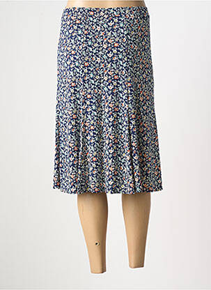 Jupe mi-longue taille élastique bleu GEVANA femme