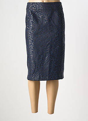 Jupe mi-longue coupe droite bleu GEVANA femme