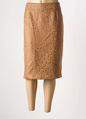 Jupe mi-longue coupe droite beige GEVANA femme