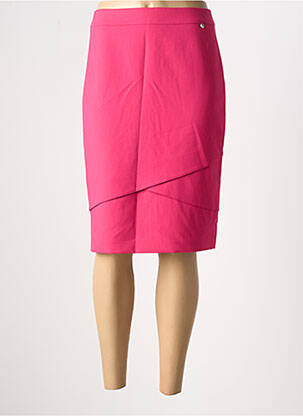 Jupe mi-longue coupe droite rose GERBER femme