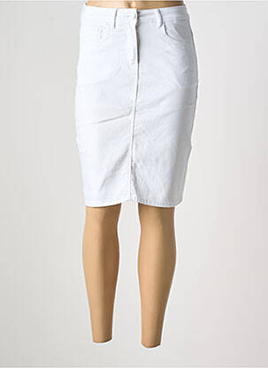 Jupe mi-longue coupe droite blanc GRIFFON femme