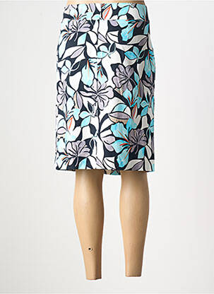 Jupe mi-longue coupe droite bleu GEVANA femme