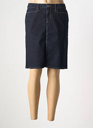 Jupe mi-longue coupe droite bleu KANOPE femme