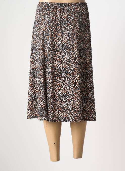Jupe mi-longue taille élastique noir GEVANA femme