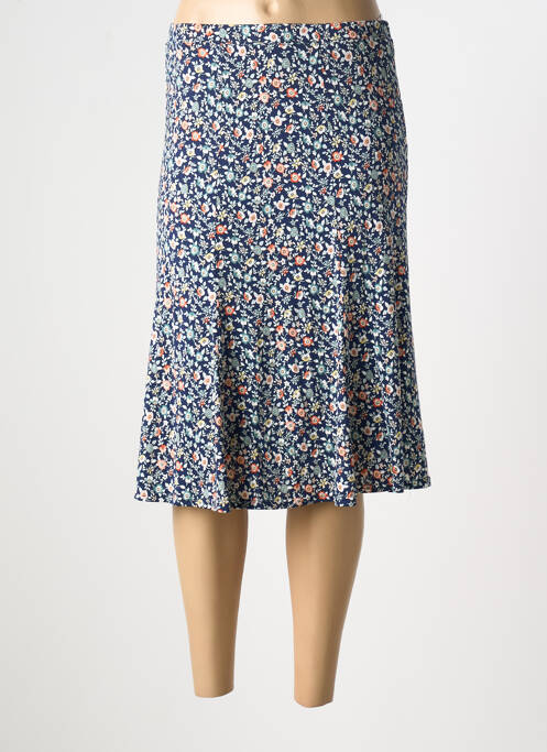 Jupe mi-longue taille élastique bleu GEVANA femme