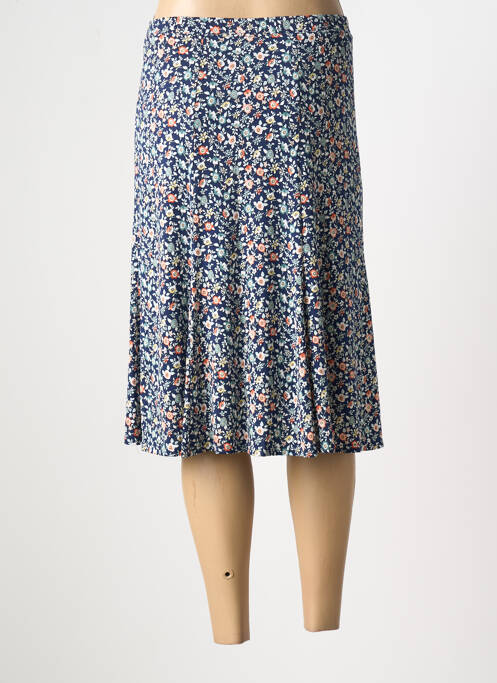 Jupe mi-longue taille élastique bleu GEVANA femme