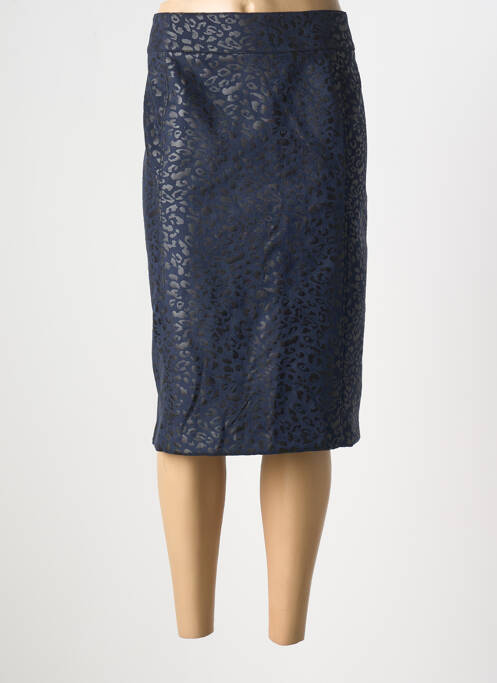 Jupe mi-longue coupe droite bleu GEVANA femme