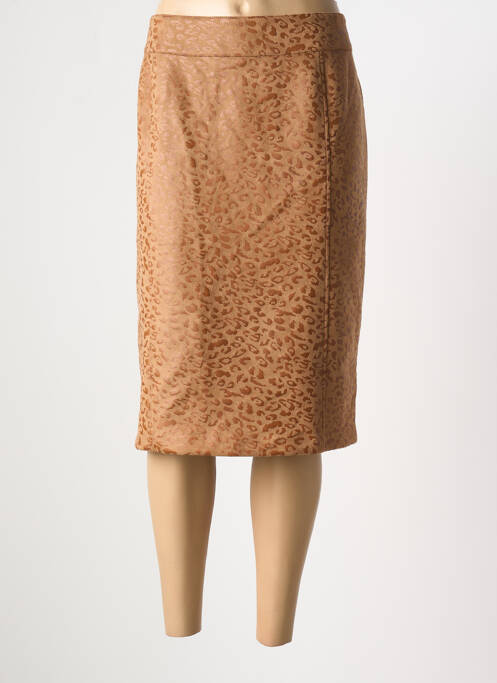 Jupe mi-longue coupe droite beige GEVANA femme