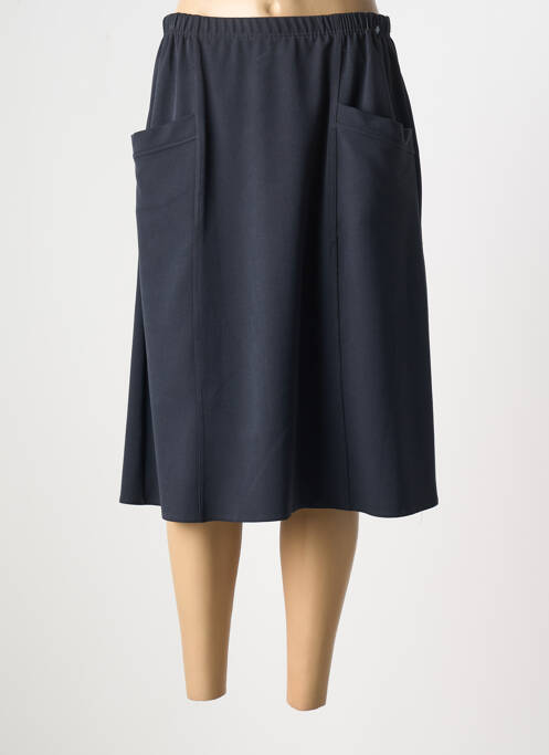 Jupe mi-longue taille élastique bleu PLURIELLES femme