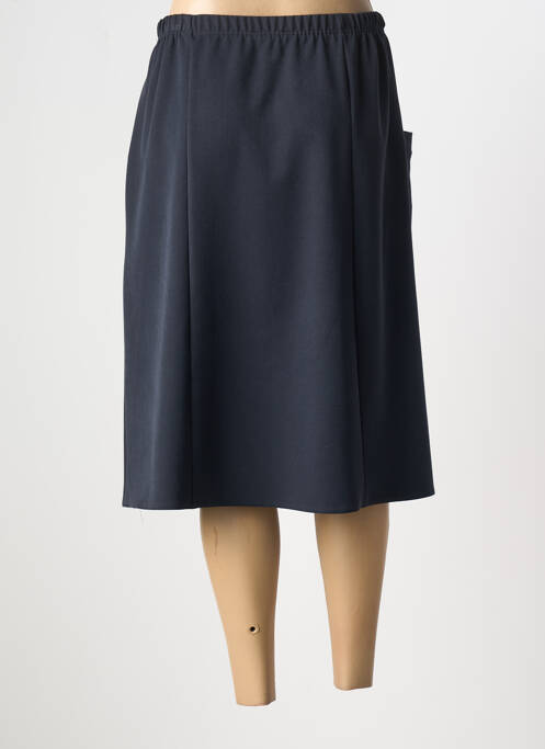 Jupe mi-longue taille élastique bleu PLURIELLES femme