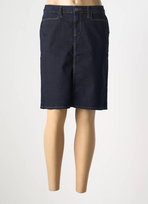 Jupe mi-longue coupe droite bleu KANOPE femme