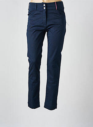 Pantalon slim fermeture zippée sous rabat boutonné bleu DELAHAYE homme