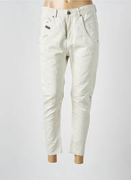 Pantalon 7/8 fermeture zippée sous rabat boutonné beige DIESEL femme