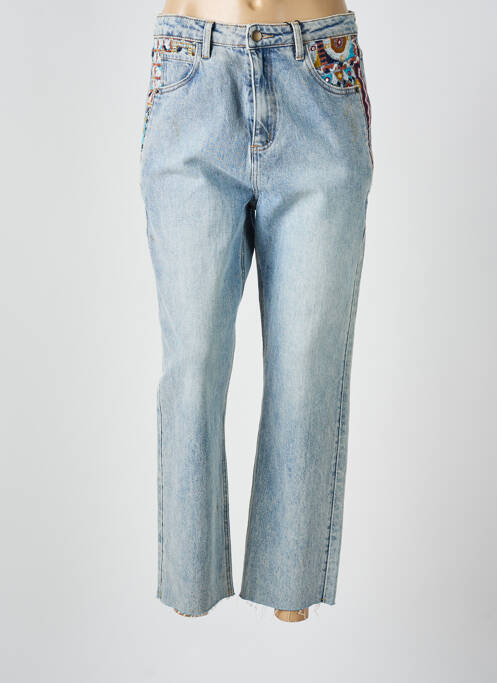 Jeans coupe droite bleu DESIGUAL femme