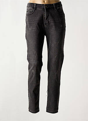 Jeans coupe slim effet usé délavé taille normale noir BS JEANS femme