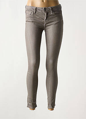 Jeans skinny stretch taille basse marron REIKO femme