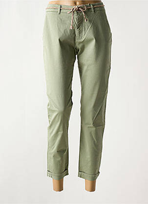 Pantalon chino tissage popeline taille normale vert KANOPE femme