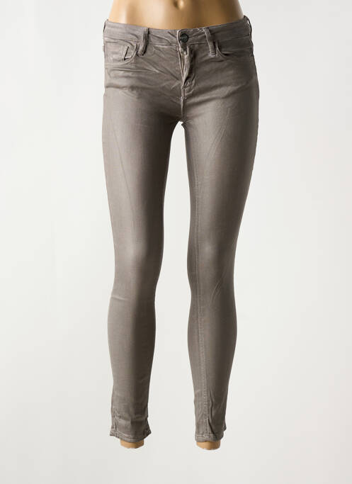 Jeans skinny stretch taille basse marron REIKO femme