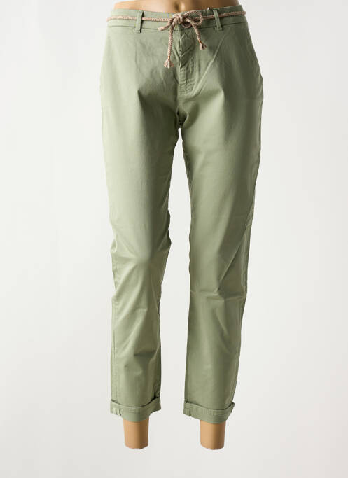 Pantalon chino tissage popeline taille normale vert KANOPE femme