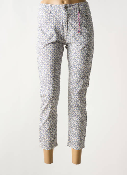 Pantalon 7/8 tissage popeline taille normale bleu KANOPE femme
