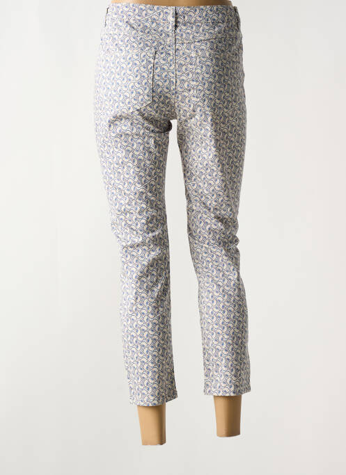 Pantalon 7/8 tissage popeline taille normale bleu KANOPE femme