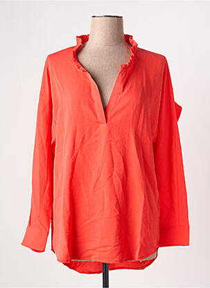 Blouse poignets boutonnés avec fente manches longues orange ARELINE femme