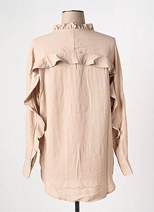 Blouse poignets boutonnés avec fente manches longues beige ARELINE femme