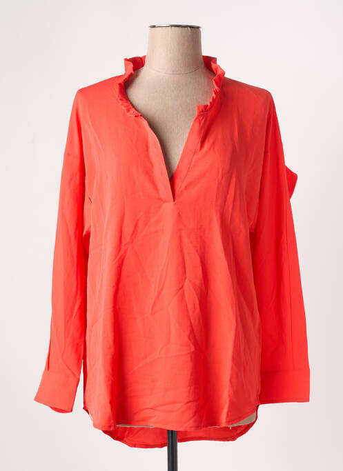 Blouse tissage popeline manches longues orange ARELINE femme