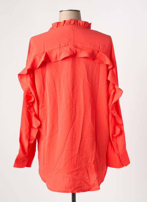 Blouse tissage popeline manches longues orange ARELINE femme