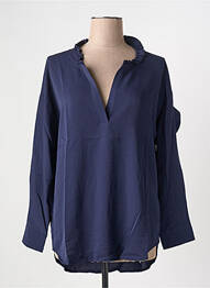 Blouse poignets boutonnés avec fente manches longues bleu ARELINE femme