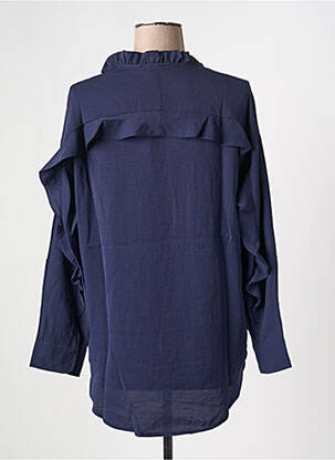 Blouse poignets boutonnés avec fente manches longues bleu ARELINE femme