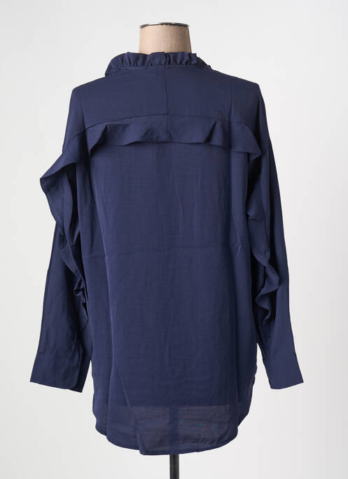 Blouse poignets boutonnés avec fente manches longues bleu ARELINE femme